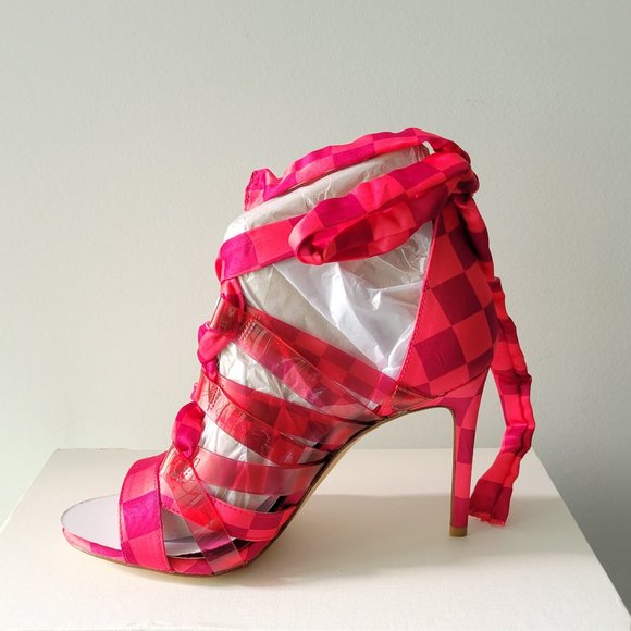 Gianni Bini Shoes - $49 NWT Gianni Bini Checkered Ankle Wrap Lace-Up Strap